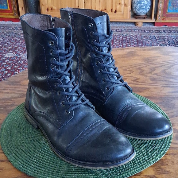 Steve Madden Other - Steve Madden Black Leather Grunge Goth Combat Trek Boots Size 11